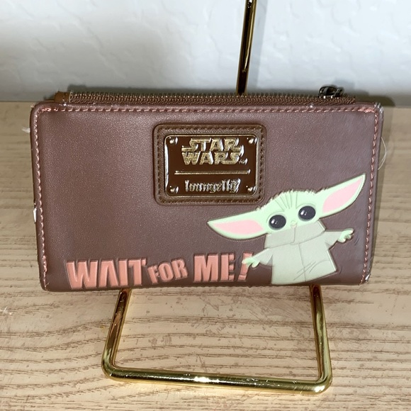 Loungefly + Star Wars Handbags - Loungefly Star Wars The Child Brown Zip Wallet - 'Wait For Me'